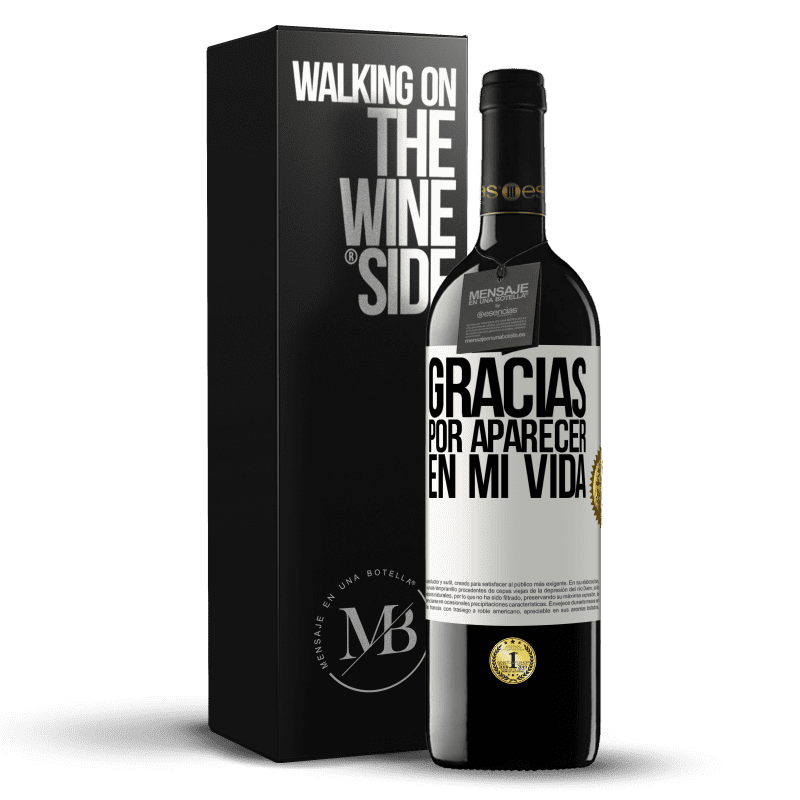 39,95 € Envío gratis | Vino Tinto Edición RED MBE Reserva Gracias por aparecer en mi vida Etiqueta Blanca. Etiqueta personalizable Reserva 12 Meses Cosecha 2015 Tempranillo