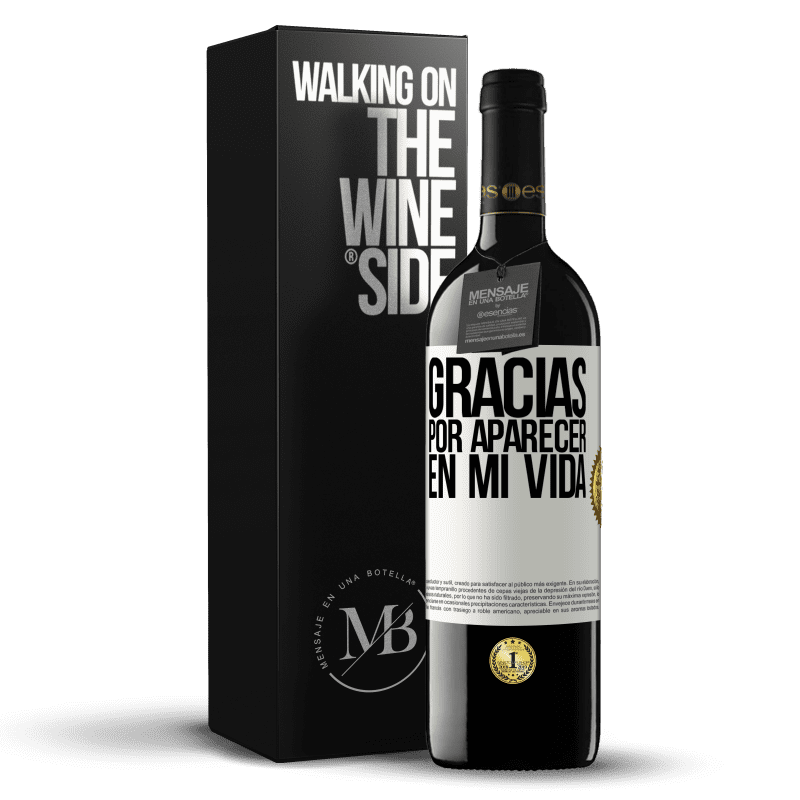 39,95 € Envío gratis | Vino Tinto Edición RED MBE Reserva Gracias por aparecer en mi vida Etiqueta Blanca. Etiqueta personalizable Reserva 12 Meses Cosecha 2016 Tempranillo
