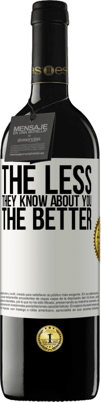 39,95 € Free Shipping | Red Wine RED Edition MBE Reserve The less they know about you, the better White Label. Customizable label Reserve 12 Months Harvest 2016 Tempranillo