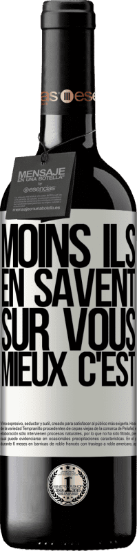 39,95 € | Vin rouge Édition RED MBE Réserve Moins ils en savent sur vous, mieux c'est Étiquette Blanche. Étiquette personnalisable Réserve 12 Mois Récolte 2015 Tempranillo