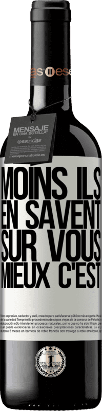 39,95 € Envoi gratuit | Vin rouge Édition RED MBE Réserve Moins ils en savent sur vous, mieux c'est Étiquette Blanche. Étiquette personnalisable Réserve 12 Mois Récolte 2016 Tempranillo
