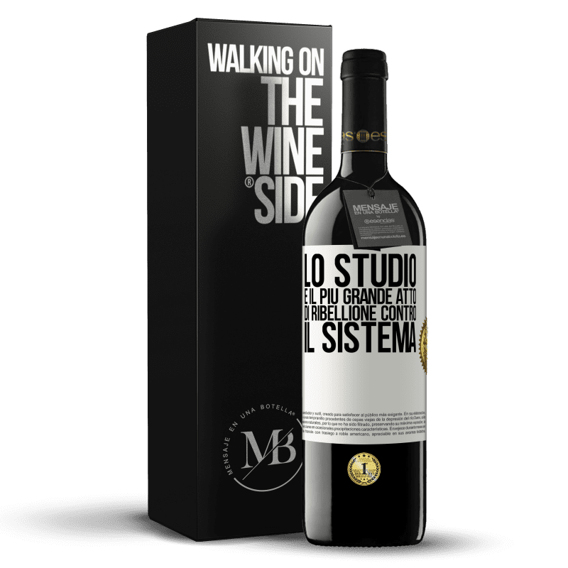 39,95 € Spedizione Gratuita | Vino rosso Edizione RED MBE Riserva Lo studio è il più grande atto di ribellione contro il sistema Etichetta Bianca. Etichetta personalizzabile Riserva 12 Mesi Raccogliere 2015 Tempranillo