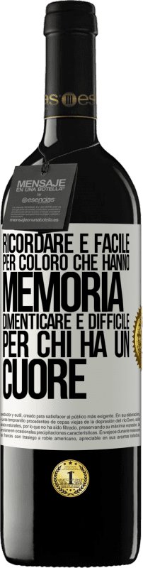 39,95 € | Vino rosso Edizione RED MBE Riserva Ricordare è facile per coloro che hanno memoria. Dimenticare è difficile per chi ha un cuore Etichetta Bianca. Etichetta personalizzabile Riserva 12 Mesi Raccogliere 2015 Tempranillo