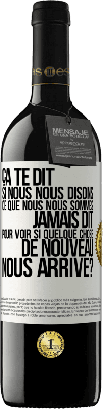 Envoi gratuit | Vin rouge Édition RED MBE Réserve Ça te dit si nous nous disons ce que nous nous sommes jamais dit pour voir si quelque chose de nouveau nous arrive? Étiquette Blanche. Étiquette personnalisable Réserve 12 Mois Récolte 2014 Tempranillo