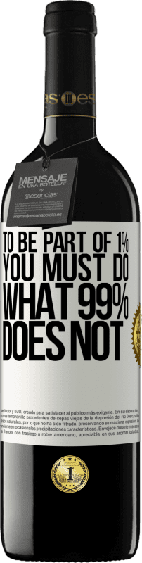 39,95 € | Red Wine RED Edition MBE Reserve To be part of 1% you must do what 99% does not White Label. Customizable label Reserve 12 Months Harvest 2015 Tempranillo