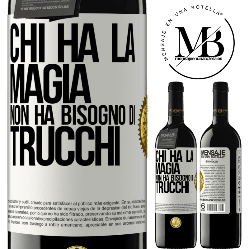 39,95 € Spedizione Gratuita | Vino rosso Edizione RED MBE Riserva Chi ha la magia non ha bisogno di trucchi Etichetta Bianca. Etichetta personalizzabile Riserva 12 Mesi Raccogliere 2014 Tempranillo