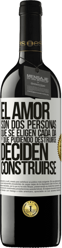 39,95 € | Vino Tinto Edición RED MBE Reserva El amor son dos personas que se eligen cada día, y que pudiendo destruirse, deciden construirse Etiqueta Blanca. Etiqueta personalizable Reserva 12 Meses Cosecha 2014 Tempranillo