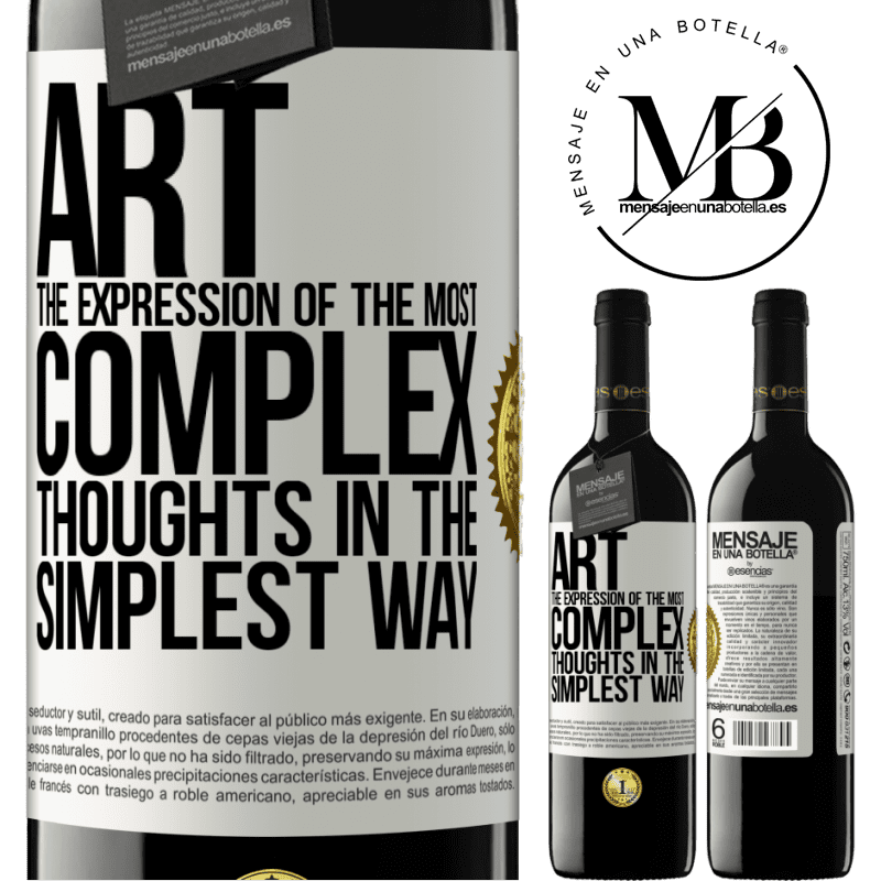 24,95 € Free Shipping | Red Wine RED Edition Crianza 6 Months ART. The expression of the most complex thoughts in the simplest way White Label. Customizable label Aging in oak barrels 6 Months Harvest 2019 Tempranillo