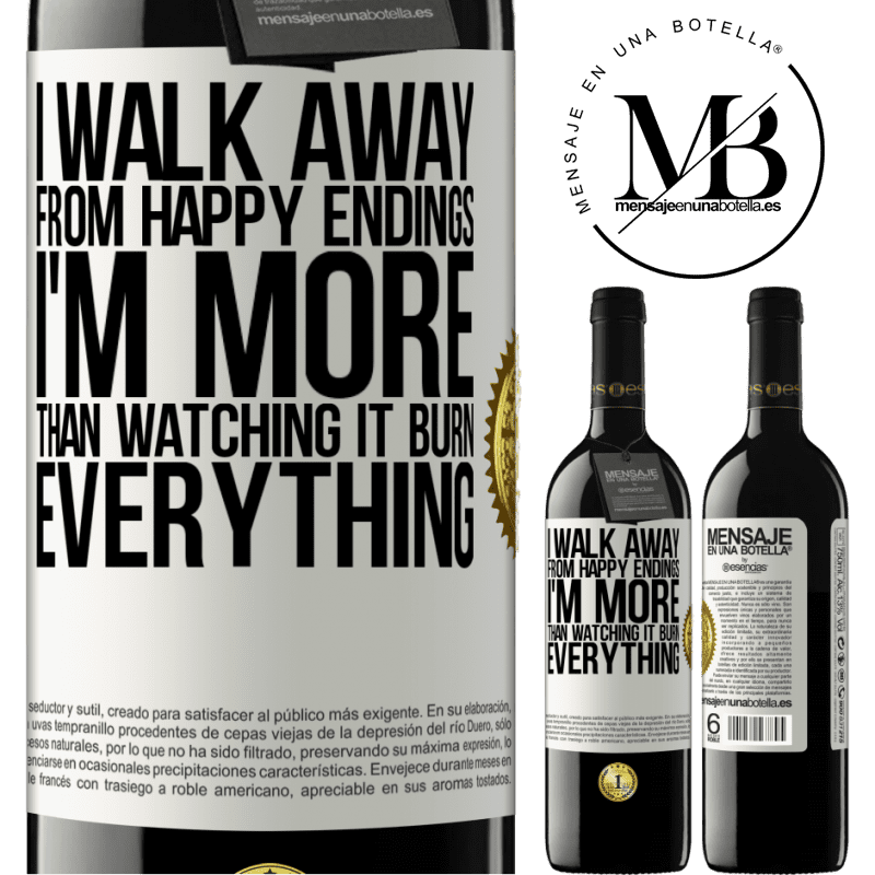 24,95 € Free Shipping | Red Wine RED Edition Crianza 6 Months I walk away from happy endings, I'm more than watching it burn everything White Label. Customizable label Aging in oak barrels 6 Months Harvest 2019 Tempranillo