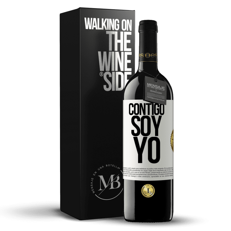 39,95 € Envío gratis | Vino Tinto Edición RED MBE Reserva Contigo soy yo Etiqueta Blanca. Etiqueta personalizable Reserva 12 Meses Cosecha 2016 Tempranillo