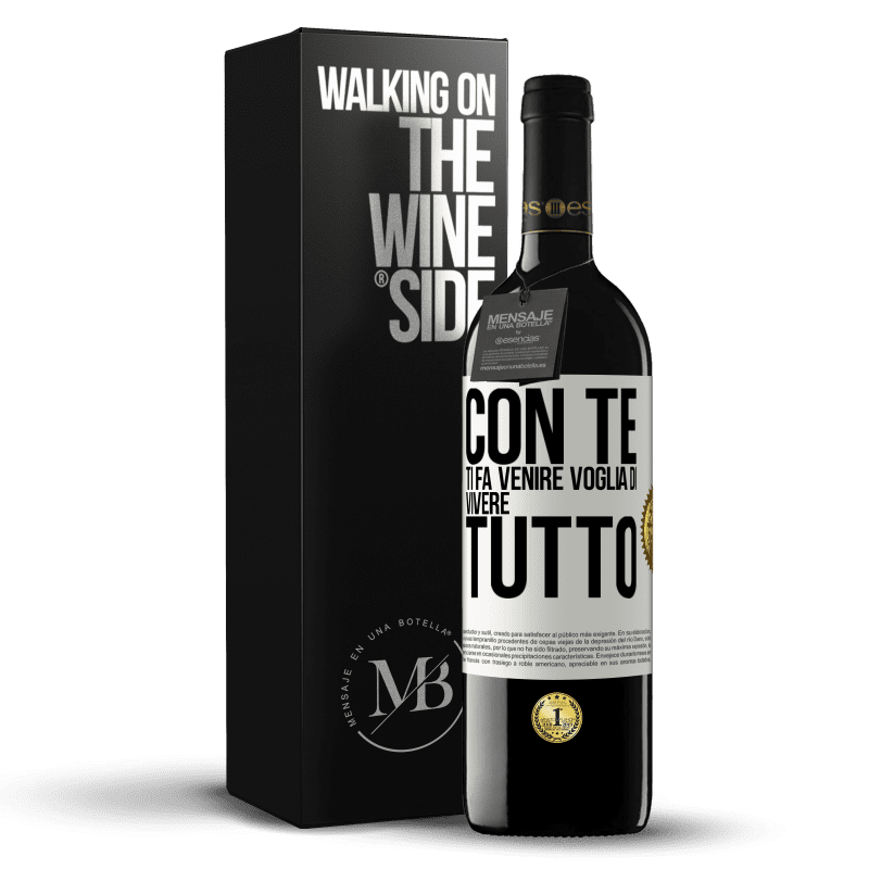 39,95 € Spedizione Gratuita | Vino rosso Edizione RED MBE Riserva Con te ti fa venire voglia di vivere tutto Etichetta Bianca. Etichetta personalizzabile Riserva 12 Mesi Raccogliere 2015 Tempranillo