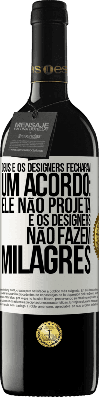 39,95 € | Vinho tinto Edição RED MBE Reserva Deus e os designers fecharam um acordo: ele não projeta e os designers não fazem milagres Etiqueta Branca. Etiqueta personalizável Reserva 12 Meses Colheita 2015 Tempranillo