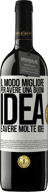 39,95 € | Vino rosso Edizione RED MBE Riserva Il modo migliore per avere una buona idea è avere molte idee Etichetta Bianca. Etichetta personalizzabile Riserva 12 Mesi Raccogliere 2015 Tempranillo