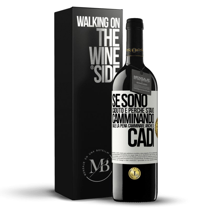 39,95 € Spedizione Gratuita | Vino rosso Edizione RED MBE Riserva Se sono caduto è perché stavo camminando. Vale la pena camminare anche se cadi Etichetta Bianca. Etichetta personalizzabile Riserva 12 Mesi Raccogliere 2014 Tempranillo