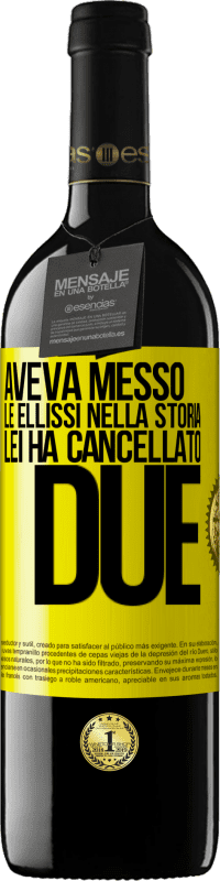 39,95 € | Vino rosso Edizione RED MBE Riserva aveva messo le ellissi nella storia, lei ha cancellato due Etichetta Gialla. Etichetta personalizzabile Riserva 12 Mesi Raccogliere 2015 Tempranillo