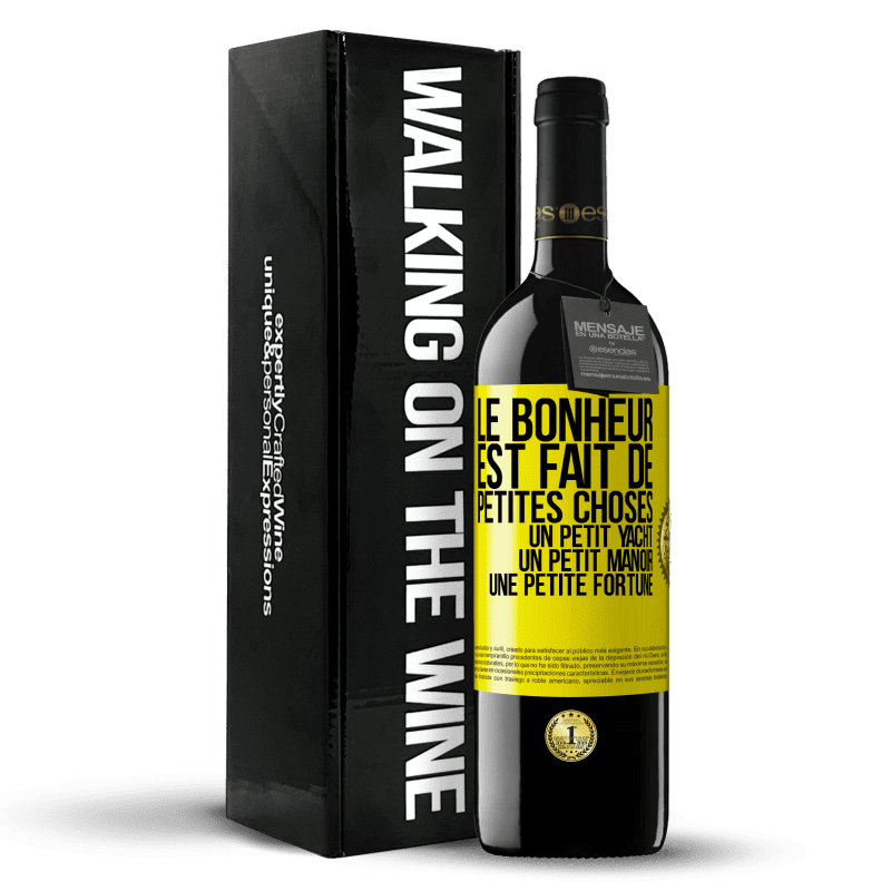 39,95 € Envoi gratuit | Vin rouge Édition RED MBE Réserve Le bonheur est fait de petites choses: un petit yacht, un petit manoir, une petite fortune Étiquette Jaune. Étiquette personnalisable Réserve 12 Mois Récolte 2015 Tempranillo