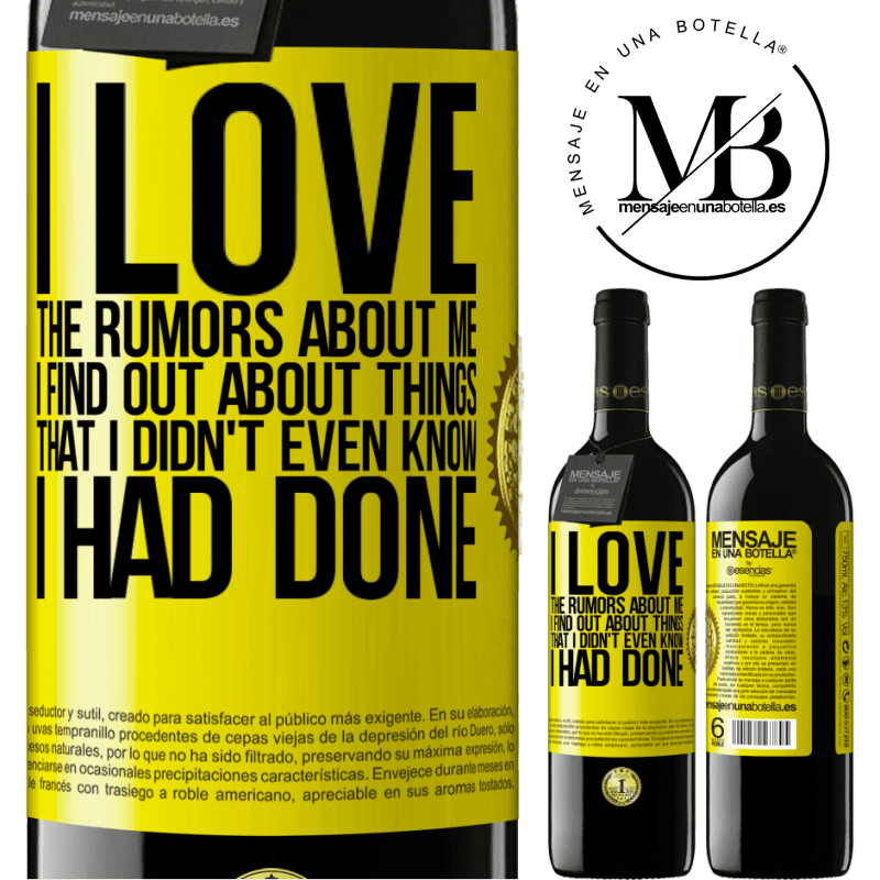 24,95 € Free Shipping | Red Wine RED Edition Crianza 6 Months I love the rumors about me, I find out about things that I didn't even know I had done Yellow Label. Customizable label Aging in oak barrels 6 Months Harvest 2019 Tempranillo