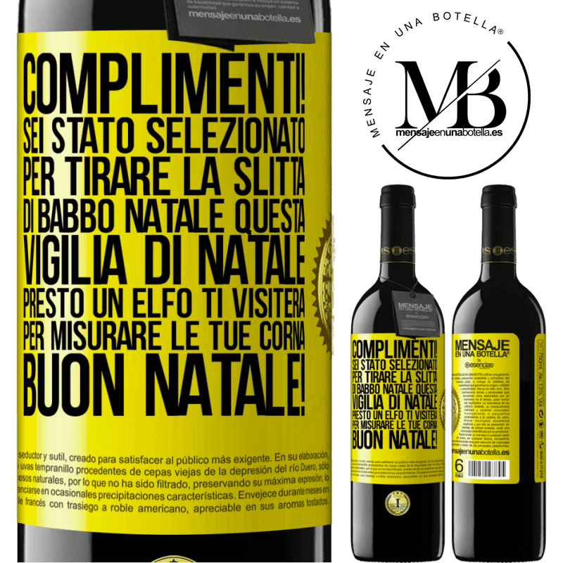 39,95 € Spedizione Gratuita | Vino rosso Edizione RED MBE Riserva Complimenti! Sei stato selezionato per tirare la slitta di Babbo Natale questa vigilia di Natale. Presto un elfo ti visiterà Etichetta Gialla. Etichetta personalizzabile Riserva 12 Mesi Raccogliere 2014 Tempranillo