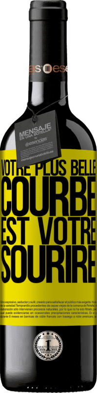 39,95 € Envoi gratuit | Vin rouge Édition RED MBE Réserve Votre plus belle courbe est votre sourire Étiquette Jaune. Étiquette personnalisable Réserve 12 Mois Récolte 2016 Tempranillo