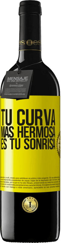 39,95 € | Vino Tinto Edición RED MBE Reserva Tu curva más hermosa es tu sonrisa Etiqueta Amarilla. Etiqueta personalizable Reserva 12 Meses Cosecha 2016 Tempranillo