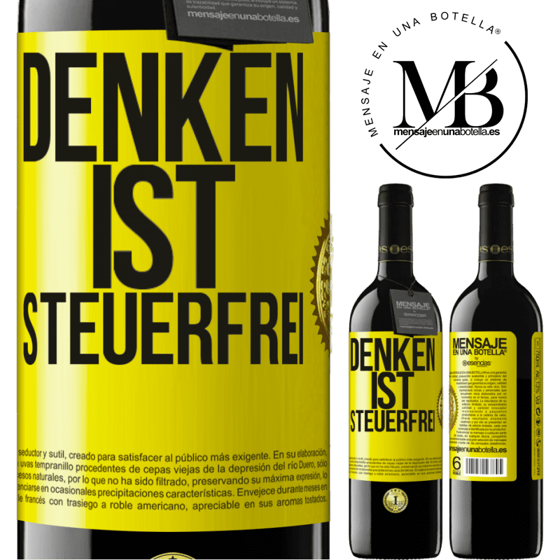 39,95 € Kostenloser Versand | Rotwein RED Ausgabe MBE Reserve Denken ist steuerfrei Gelbes Etikett. Anpassbares Etikett Reserve 12 Monate Ernte 2014 Tempranillo