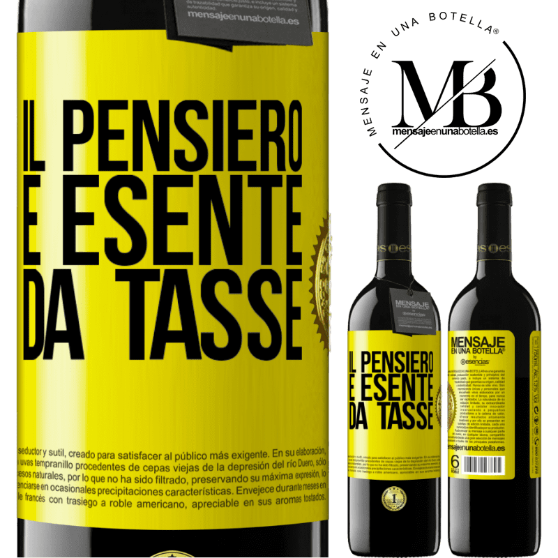 39,95 € Spedizione Gratuita | Vino rosso Edizione RED MBE Riserva Il pensiero è esente da tasse Etichetta Gialla. Etichetta personalizzabile Riserva 12 Mesi Raccogliere 2014 Tempranillo