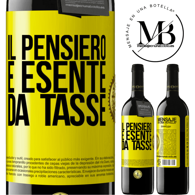 39,95 € Spedizione Gratuita | Vino rosso Edizione RED MBE Riserva Il pensiero è esente da tasse Etichetta Gialla. Etichetta personalizzabile Riserva 12 Mesi Raccogliere 2016 Tempranillo