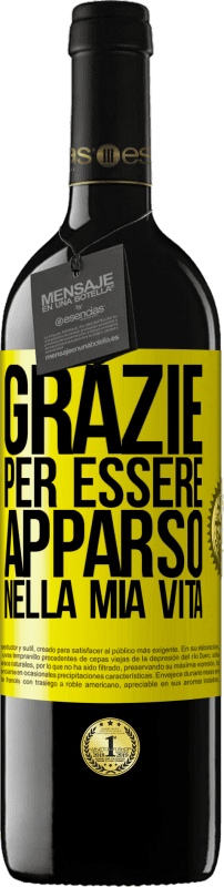 Spedizione Gratuita | Vino rosso Edizione RED MBE Riserva Grazie per essere apparso nella mia vita Etichetta Gialla. Etichetta personalizzabile Riserva 12 Mesi Raccogliere 2014 Tempranillo