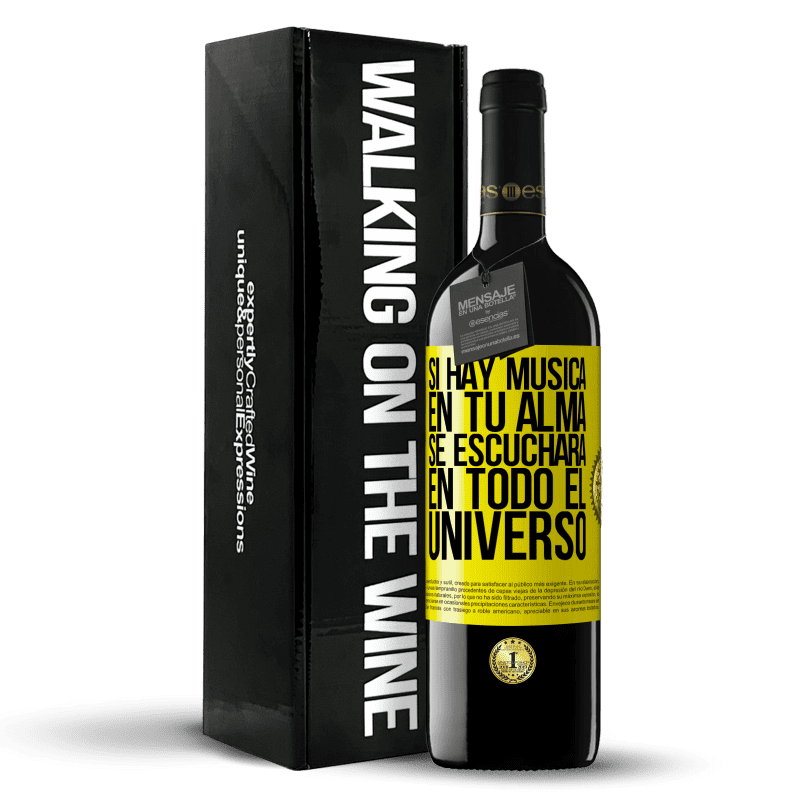 39,95 € Envío gratis | Vino Tinto Edición RED MBE Reserva Si hay música en tu alma, se escuchará en todo el universo Etiqueta Amarilla. Etiqueta personalizable Reserva 12 Meses Cosecha 2016 Tempranillo