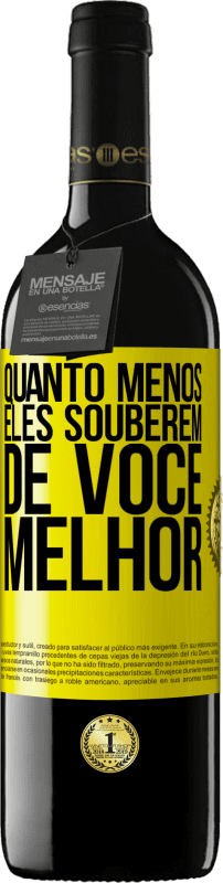 39,95 € Envio grátis | Vinho tinto Edição RED MBE Reserva Quanto menos eles souberem de você, melhor Etiqueta Amarela. Etiqueta personalizável Reserva 12 Meses Colheita 2016 Tempranillo