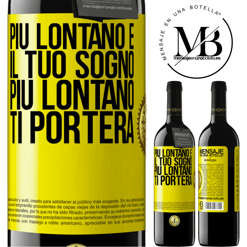 39,95 € Spedizione Gratuita | Vino rosso Edizione RED MBE Riserva Più lontano è il tuo sogno, più lontano ti porterà Etichetta Gialla. Etichetta personalizzabile Riserva 12 Mesi Raccogliere 2015 Tempranillo