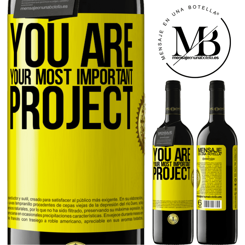 24,95 € Free Shipping | Red Wine RED Edition Crianza 6 Months You are your most important project Yellow Label. Customizable label Aging in oak barrels 6 Months Harvest 2019 Tempranillo