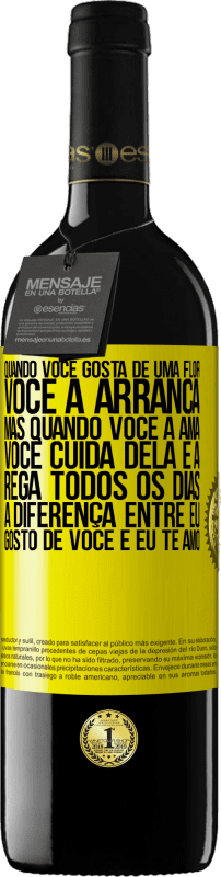 39,95 € | Vinho tinto Edição RED MBE Reserva Quando você gosta de uma flor, você a arranca. Mas quando você a ama, você cuida dela e a rega todos os dias Etiqueta Amarela. Etiqueta personalizável Reserva 12 Meses Colheita 2015 Tempranillo