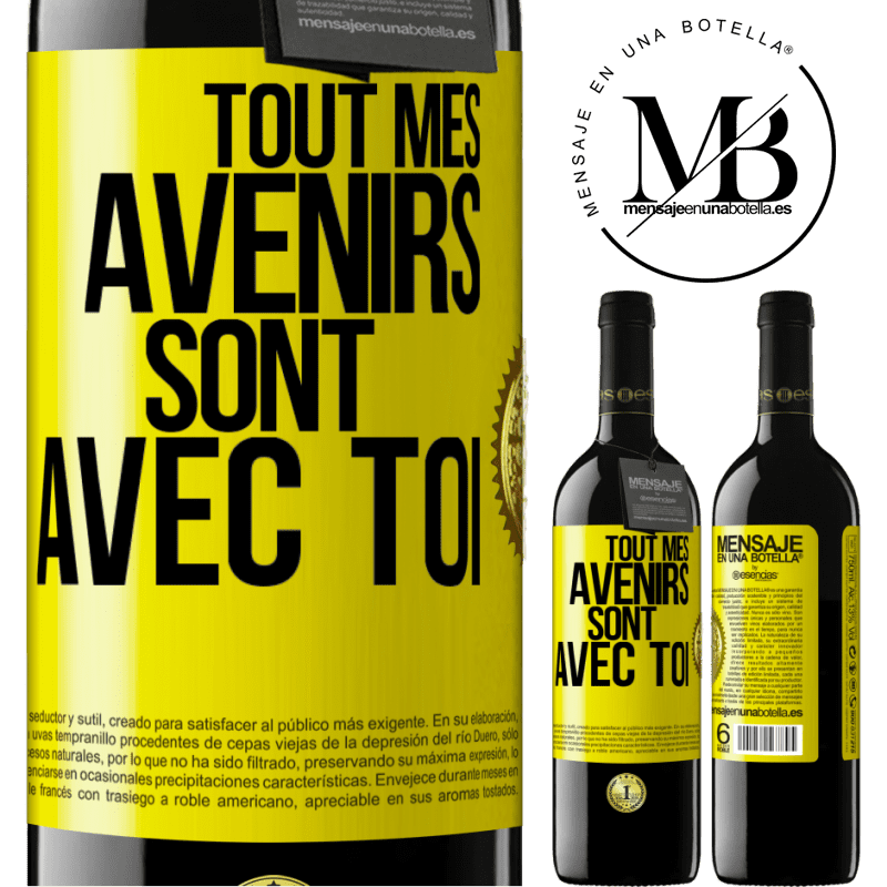 39,95 € Envoi gratuit | Vin rouge Édition RED MBE Réserve Tout mes avenirs sont avec toi Étiquette Jaune. Étiquette personnalisable Réserve 12 Mois Récolte 2016 Tempranillo