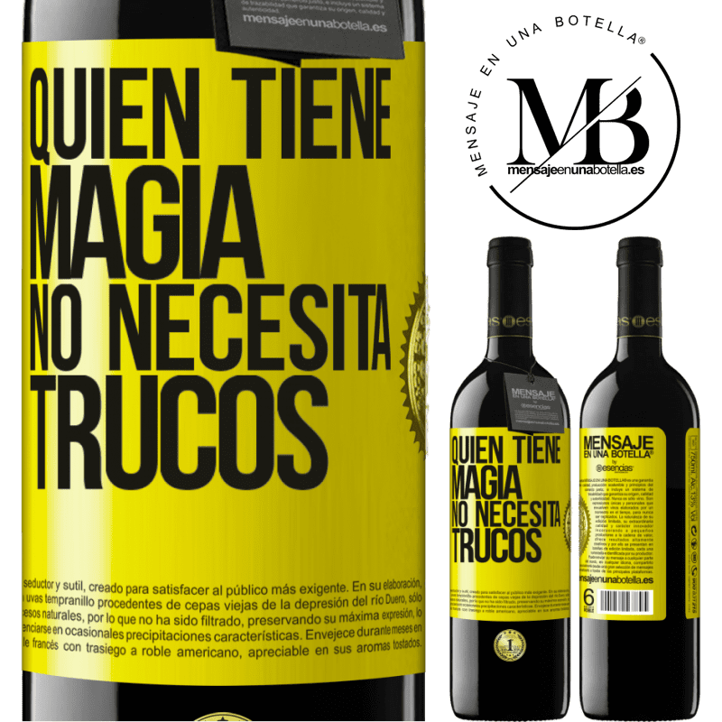 39,95 € Envío gratis | Vino Tinto Edición RED MBE Reserva Quien tiene magia no necesita trucos Etiqueta Amarilla. Etiqueta personalizable Reserva 12 Meses Cosecha 2014 Tempranillo