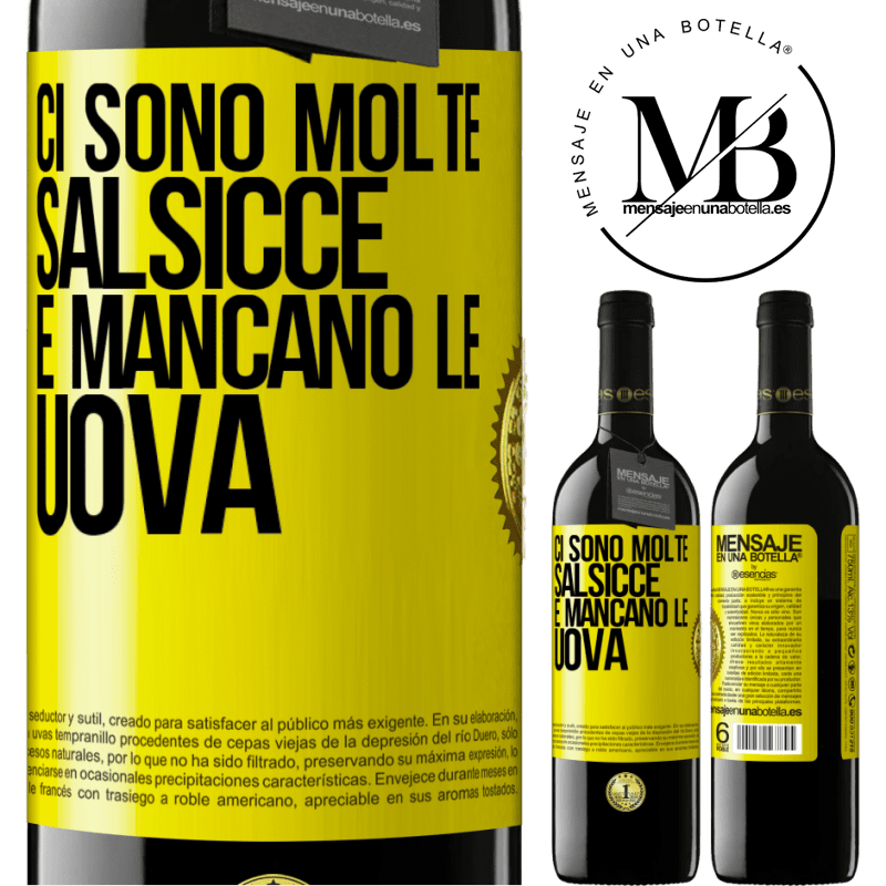 39,95 € Spedizione Gratuita | Vino rosso Edizione RED MBE Riserva Ci sono molte salsicce e mancano le uova Etichetta Gialla. Etichetta personalizzabile Riserva 12 Mesi Raccogliere 2014 Tempranillo