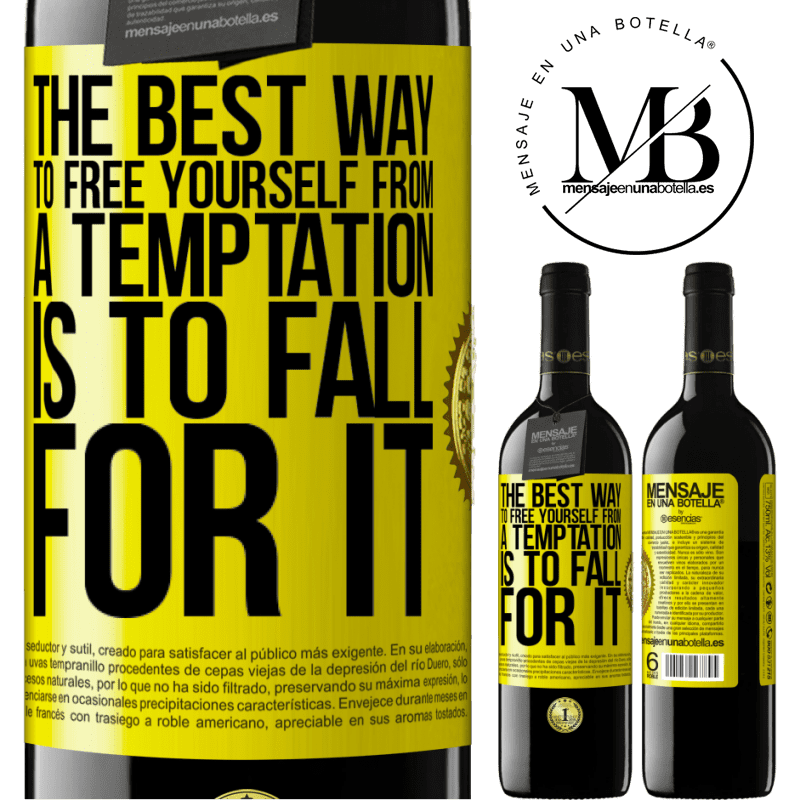 24,95 € Free Shipping | Red Wine RED Edition Crianza 6 Months The best way to free yourself from a temptation is to fall for it Yellow Label. Customizable label Aging in oak barrels 6 Months Harvest 2019 Tempranillo