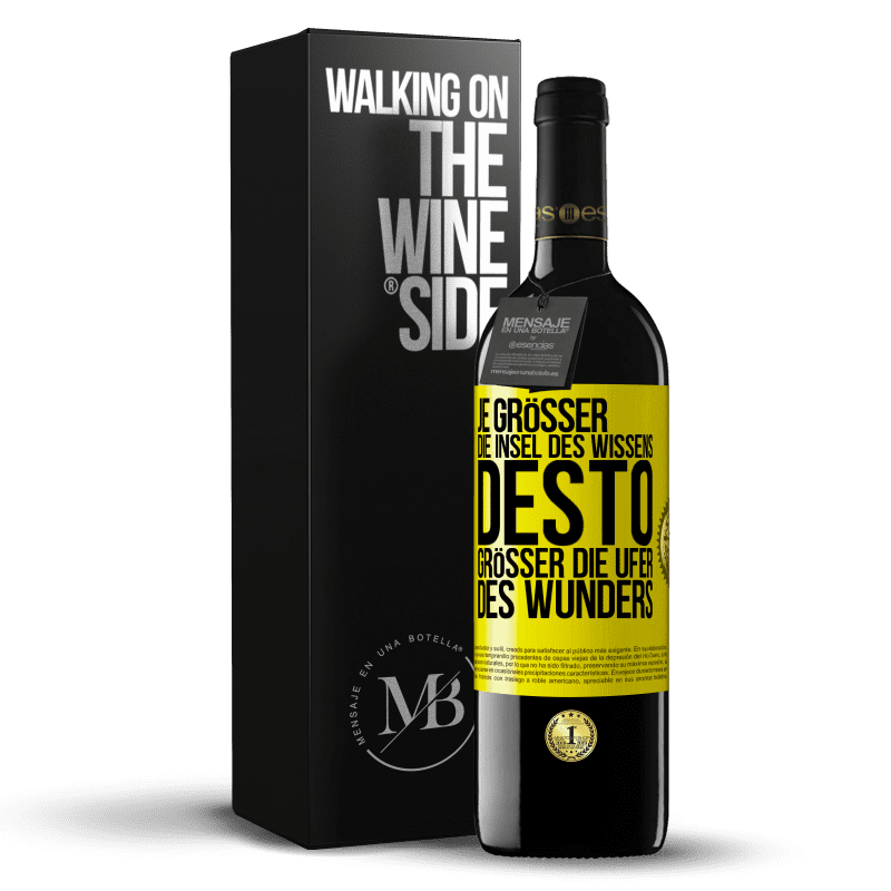 39,95 € Kostenloser Versand | Rotwein RED Ausgabe MBE Reserve Je größer die Insel des Wissens, desto größer die Ufer des Wunders Gelbes Etikett. Anpassbares Etikett Reserve 12 Monate Ernte 2016 Tempranillo