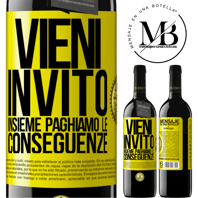 39,95 € Spedizione Gratuita | Vino rosso Edizione RED MBE Riserva Vieni, invito, insieme paghiamo le conseguenze Etichetta Gialla. Etichetta personalizzabile Riserva 12 Mesi Raccogliere 2014 Tempranillo