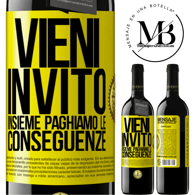 39,95 € Spedizione Gratuita | Vino rosso Edizione RED MBE Riserva Vieni, invito, insieme paghiamo le conseguenze Etichetta Gialla. Etichetta personalizzabile Riserva 12 Mesi Raccogliere 2016 Tempranillo