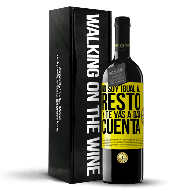 39,95 € Envío gratis | Vino Tinto Edición RED MBE Reserva No soy igual al resto, y te vas a dar cuenta Etiqueta Amarilla. Etiqueta personalizable Reserva 12 Meses Cosecha 2016 Tempranillo
