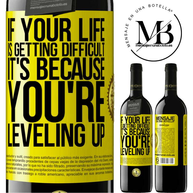 24,95 € Free Shipping | Red Wine RED Edition Crianza 6 Months If your life is getting difficult, it's because you're leveling up Yellow Label. Customizable label Aging in oak barrels 6 Months Harvest 2019 Tempranillo