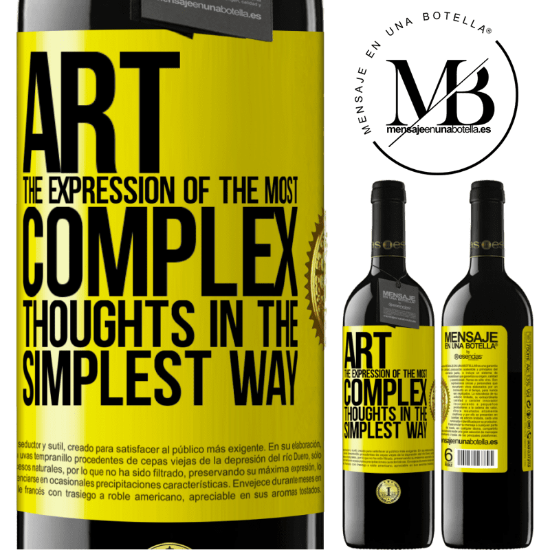 24,95 € Free Shipping | Red Wine RED Edition Crianza 6 Months ART. The expression of the most complex thoughts in the simplest way Yellow Label. Customizable label Aging in oak barrels 6 Months Harvest 2019 Tempranillo