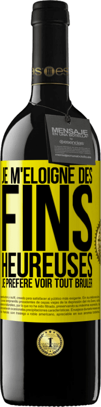 39,95 € | Vin rouge Édition RED MBE Réserve Je m'éloigne des fins heureuses, je préfère voir tout brûler Étiquette Jaune. Étiquette personnalisable Réserve 12 Mois Récolte 2016 Tempranillo