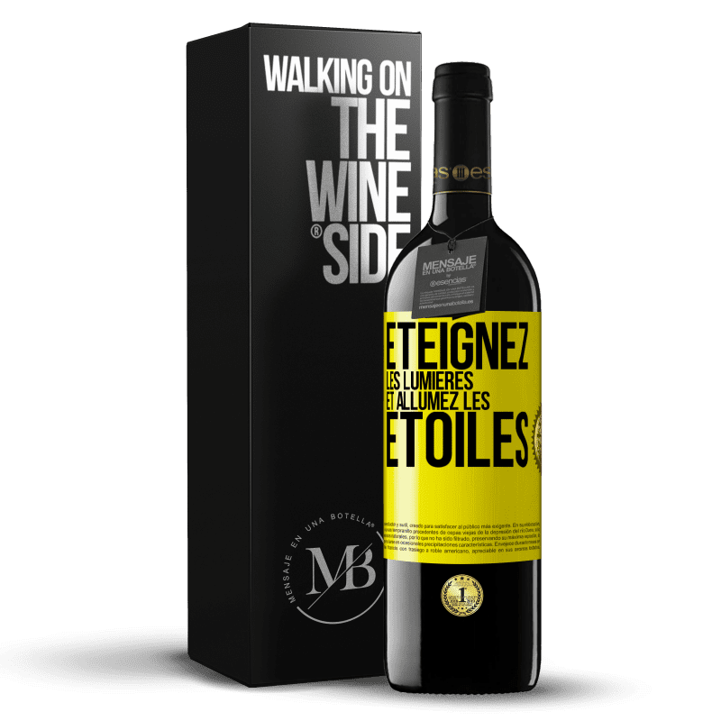 39,95 € Envoi gratuit | Vin rouge Édition RED MBE Réserve Éteignez les lumières et allumez les étoiles Étiquette Jaune. Étiquette personnalisable Réserve 12 Mois Récolte 2015 Tempranillo