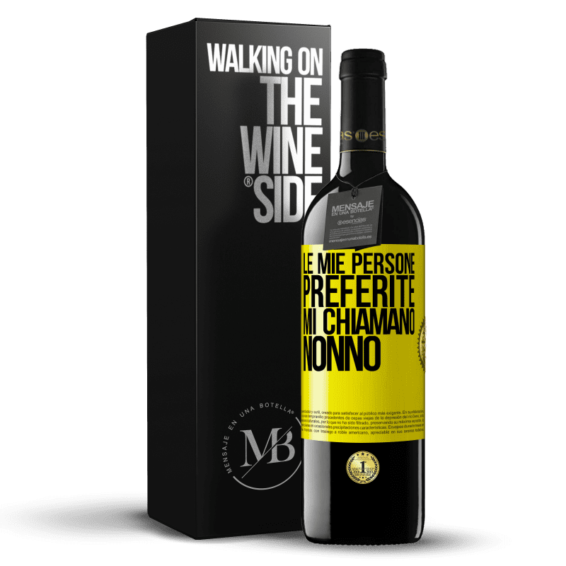 39,95 € Spedizione Gratuita | Vino rosso Edizione RED MBE Riserva Le mie persone preferite, mi chiamano nonno Etichetta Gialla. Etichetta personalizzabile Riserva 12 Mesi Raccogliere 2014 Tempranillo