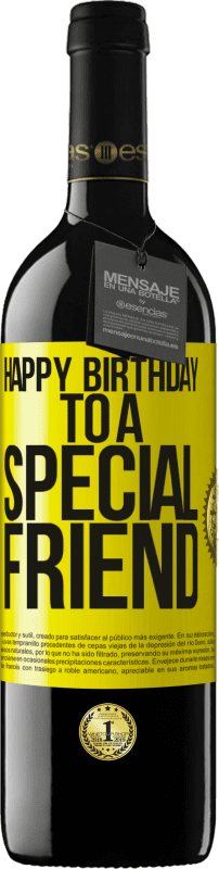 39,95 € | Vino Tinto Edición RED MBE Reserva Happy birthday to a special friend Etiqueta Amarilla. Etiqueta personalizable Reserva 12 Meses Cosecha 2014 Tempranillo