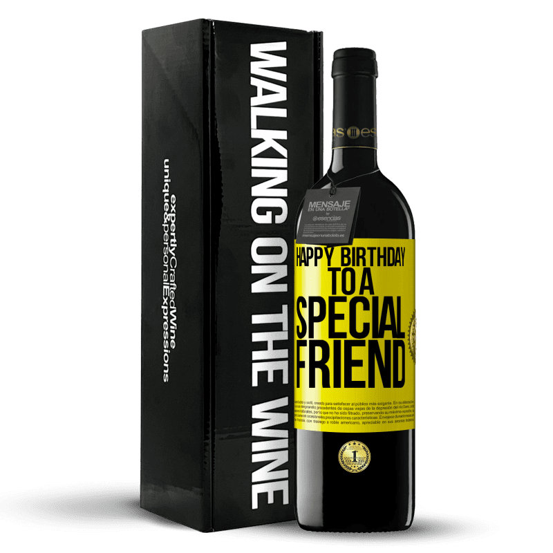 39,95 € Envío gratis | Vino Tinto Edición RED MBE Reserva Happy birthday to a special friend Etiqueta Amarilla. Etiqueta personalizable Reserva 12 Meses Cosecha 2016 Tempranillo