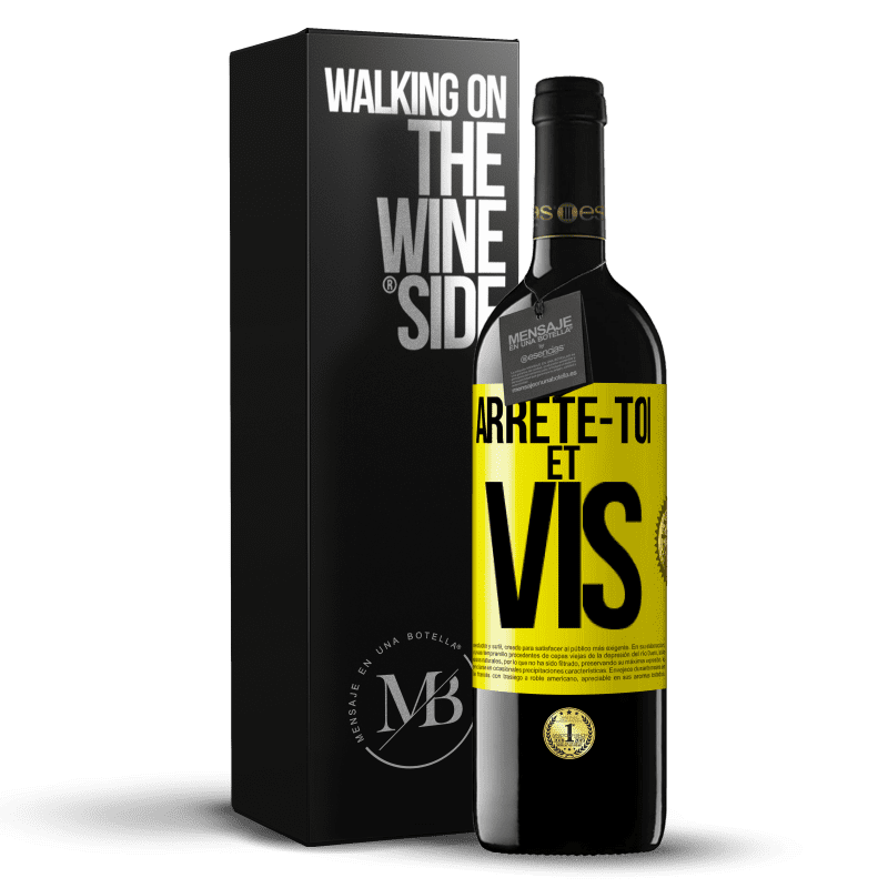 39,95 € Envoi gratuit | Vin rouge Édition RED MBE Réserve Arrête-toi et vis Étiquette Jaune. Étiquette personnalisable Réserve 12 Mois Récolte 2014 Tempranillo