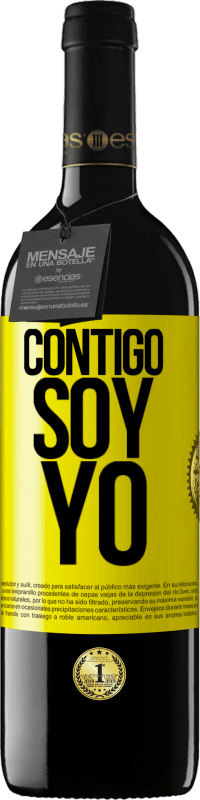 39,95 € Envío gratis | Vino Tinto Edición RED MBE Reserva Contigo soy yo Etiqueta Amarilla. Etiqueta personalizable Reserva 12 Meses Cosecha 2016 Tempranillo